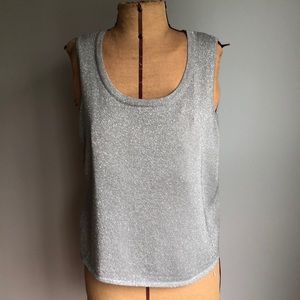 Laura Ashley Metalic Silver ScoopSleevelessTankTop